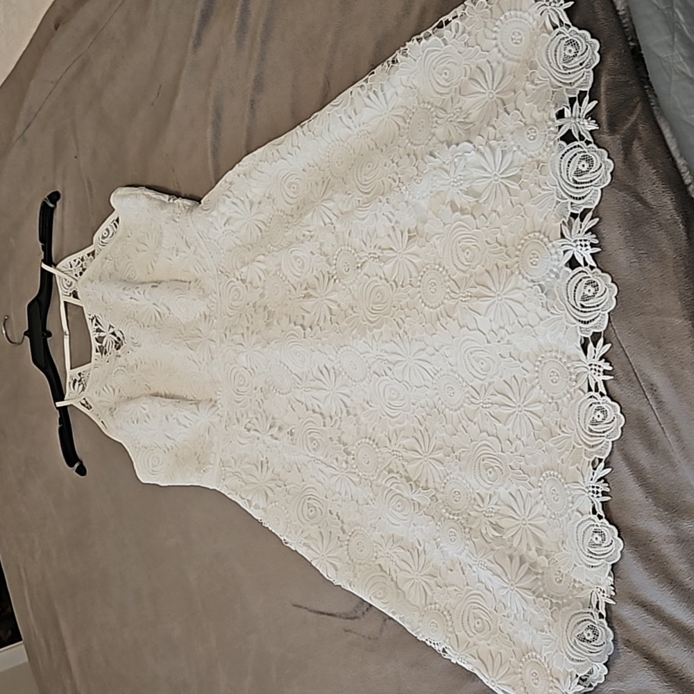 WHBM white eyelet lace dress, 6